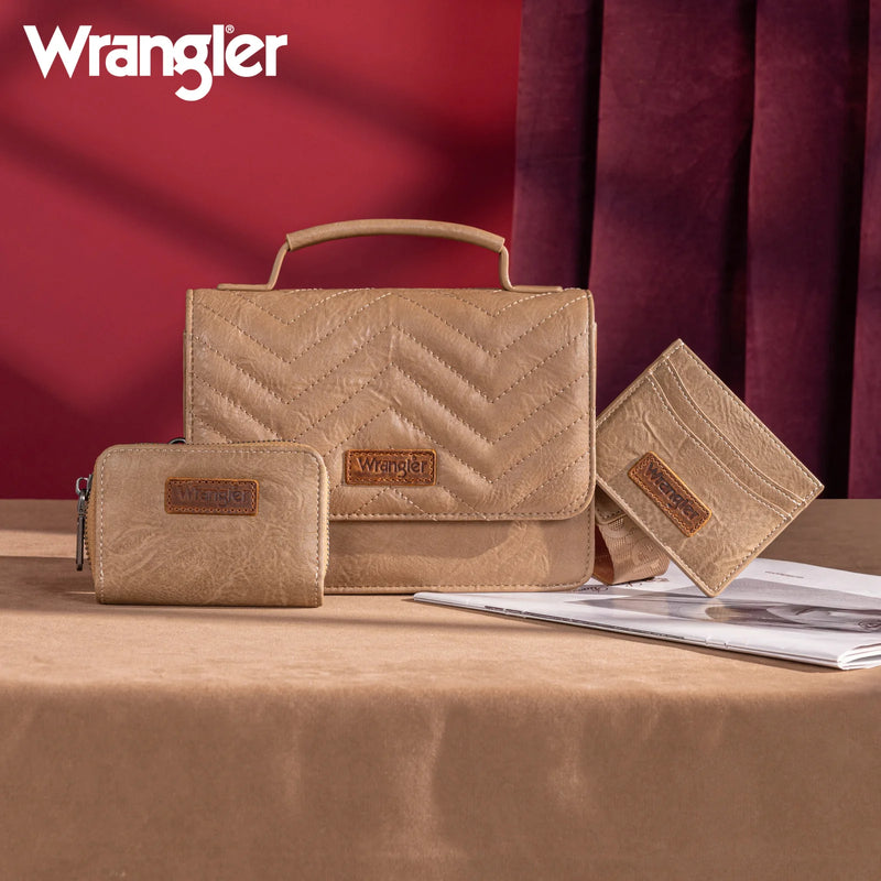 Load image into Gallery viewer, WG3-0056KH - Wrangler 3PCs Set Mini Top Handle Crossbody/Wallet/Card Case Set - Khaki
