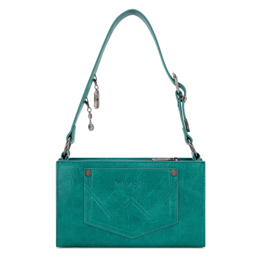 WG300-523TQ - Wrangler Buckle Charm Small Shoulder Bag - Turquoise