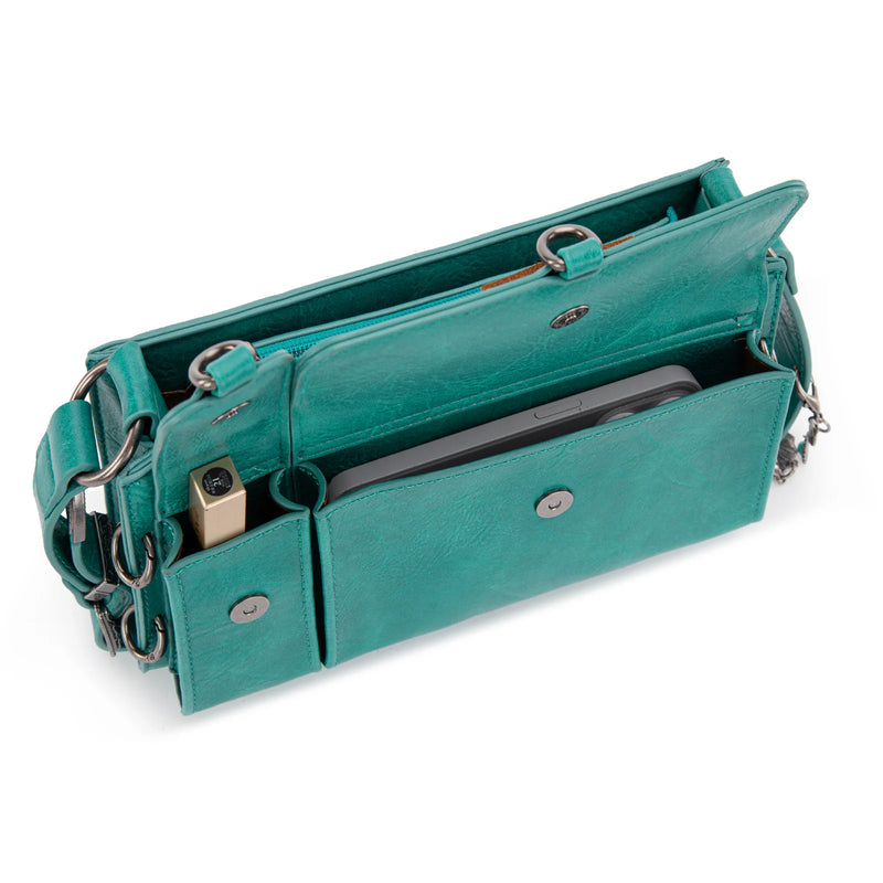 Load image into Gallery viewer, WG300-523TQ - Wrangler Buckle Charm Small Shoulder Bag - Turquoise
