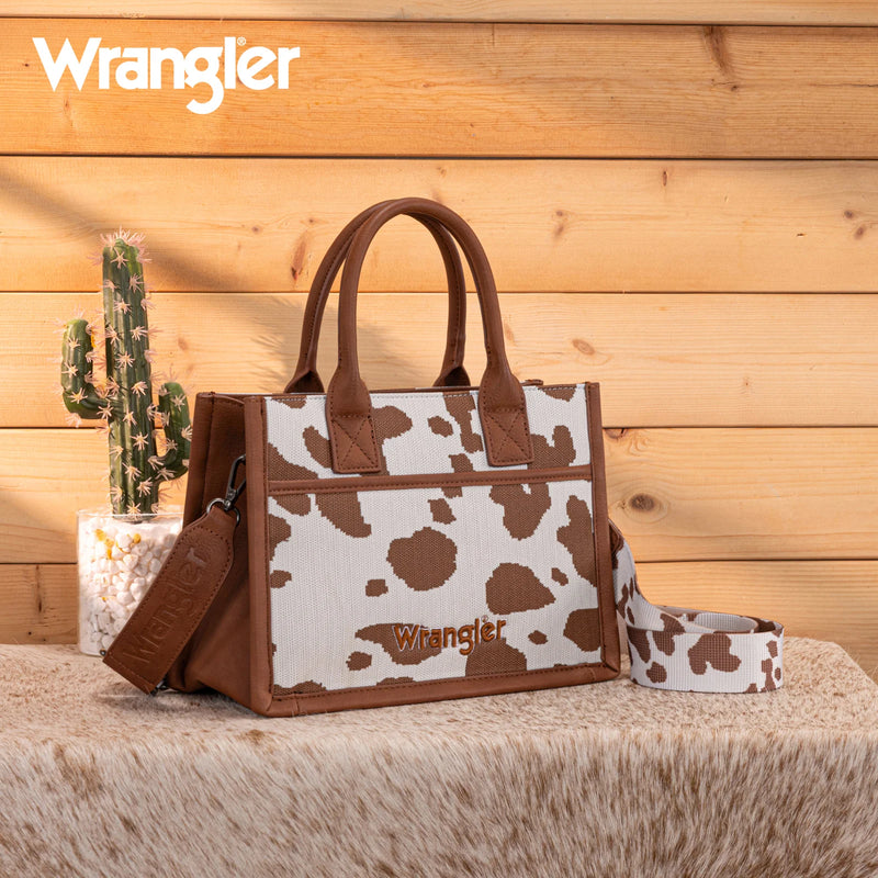 Load image into Gallery viewer, WG301-8120SBR - Wrangler Cow Print Tote/ Crossbody
