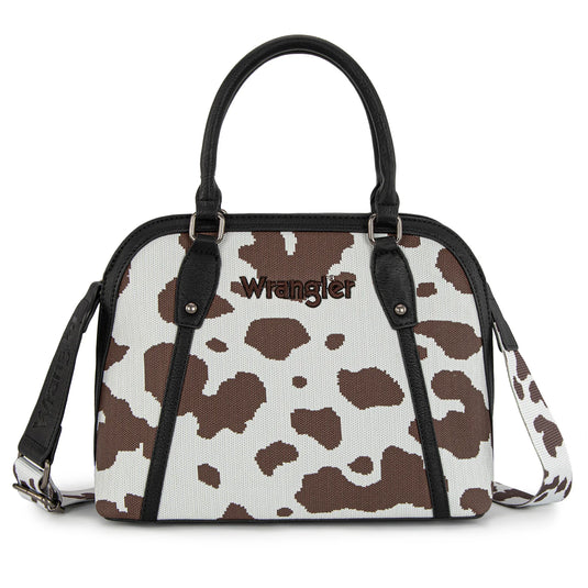 WG301-818BK - Wrangler Cow Print Satchel/ Crossbody - Black
