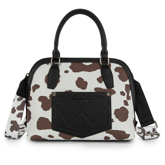 WG301-818BK - Wrangler Cow Print Satchel/ Crossbody - Black