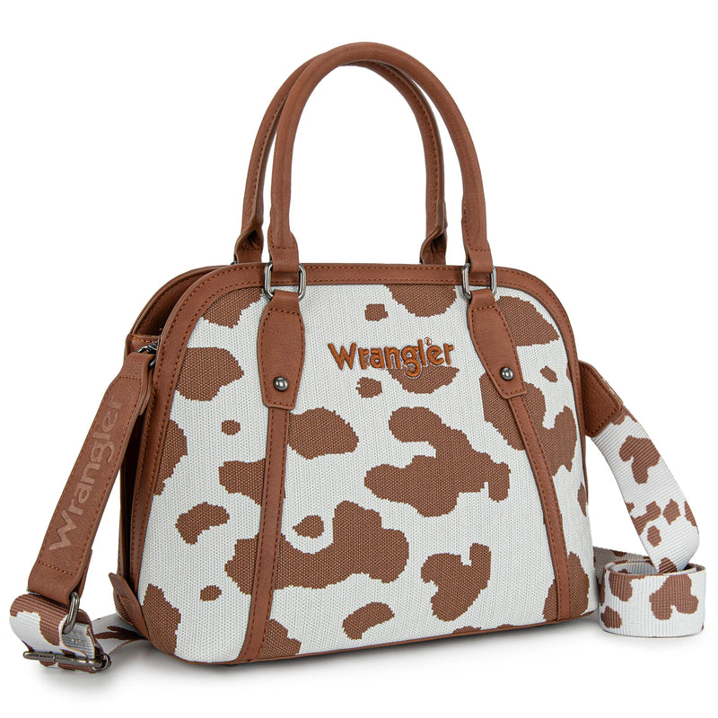 Load image into Gallery viewer, WG301-818BR - Wrangler Cow Print Satchel/ Crossbody - Brown
