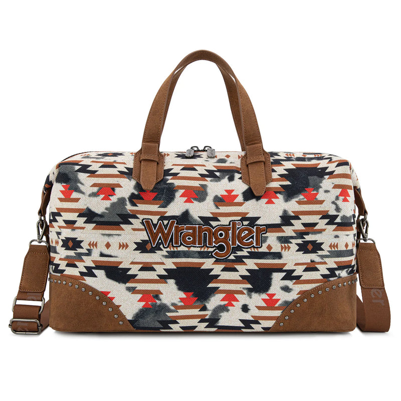 Load image into Gallery viewer, WG302-5110BR -  Wrangler Aztec Print Duffle/Crossbody - Brown

