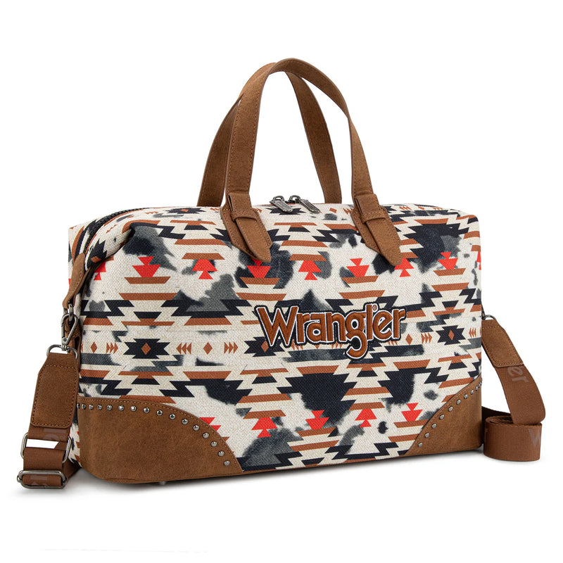 Load image into Gallery viewer, WG302-5110BR -  Wrangler Aztec Print Duffle/Crossbody - Brown
