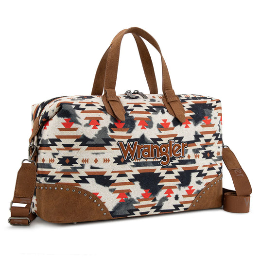 WG302-5110BR -  Wrangler Aztec Print Duffle/Crossbody - Brown