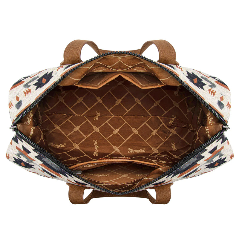 Load image into Gallery viewer, WG302-5110BR -  Wrangler Aztec Print Duffle/Crossbody - Brown
