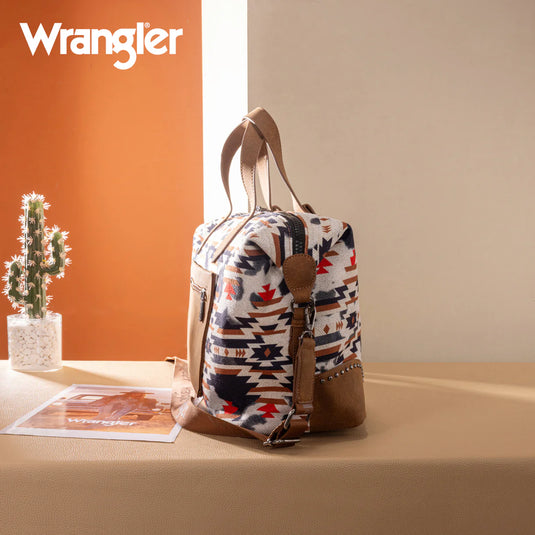 WG302-5110BR -  Wrangler Aztec Print Duffle/Crossbody - Brown