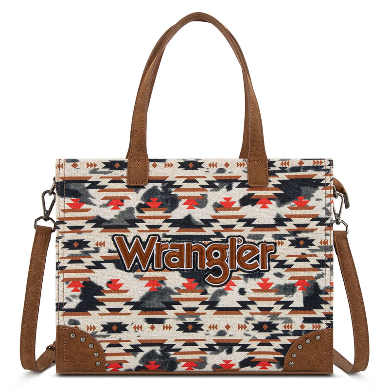 Load image into Gallery viewer, WG302-8130BR - Wrangler Aztec Print Tote/Crossbody - Brown
