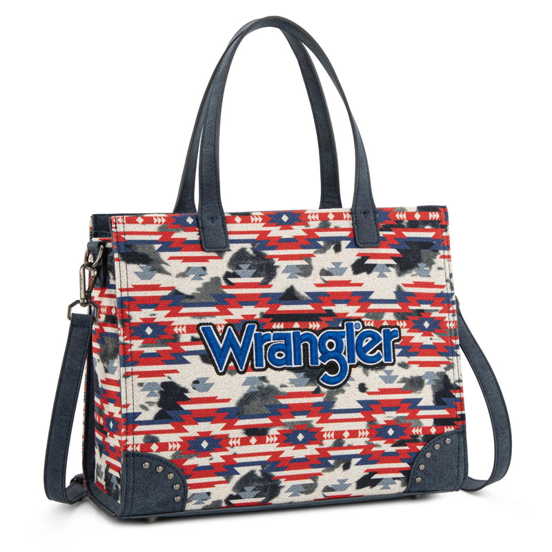 Load image into Gallery viewer, WG302-8130NY - Wrangler Aztec Print Tote/Crossbody - Navy
