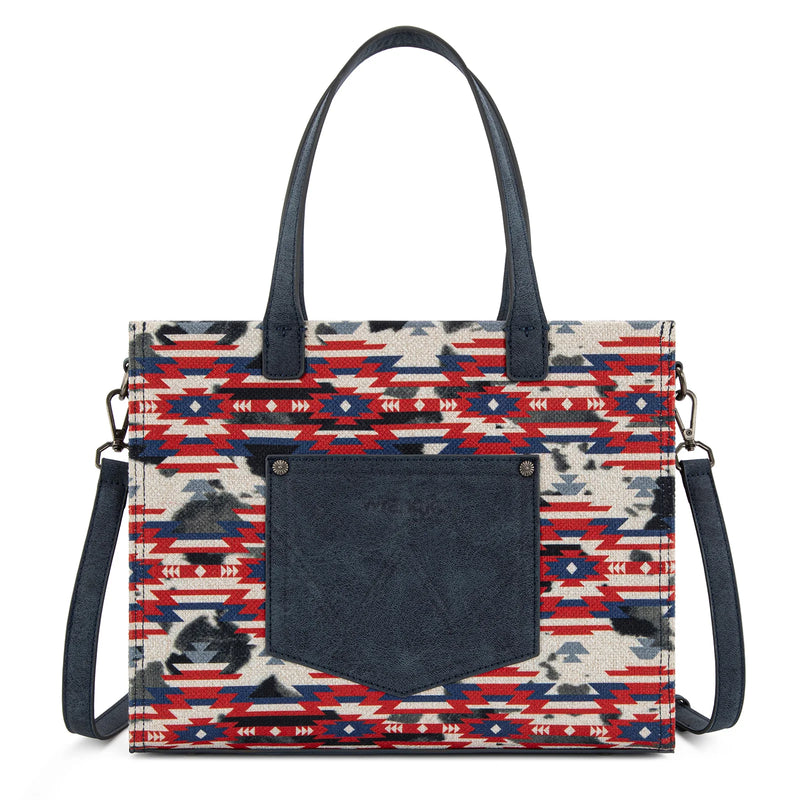 Load image into Gallery viewer, WG302-8130NY - Wrangler Aztec Print Tote/Crossbody - Navy
