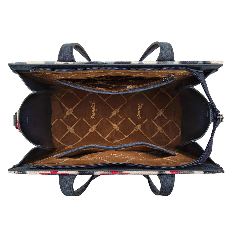 Load image into Gallery viewer, WG302-8130NY - Wrangler Aztec Print Tote/Crossbody - Navy
