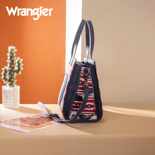 WG302-8130NY - Wrangler Aztec Print Tote/Crossbody - Navy