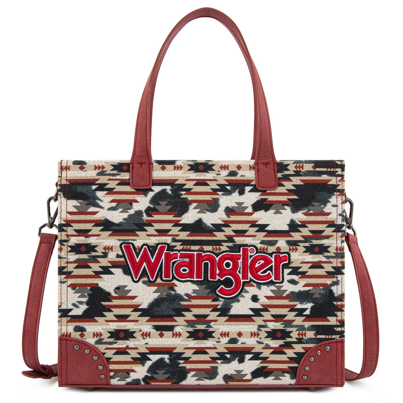 Load image into Gallery viewer, WG302-8130WRD - Wrangler Aztec Print Tote/Crossbody Wallet Set - Red
