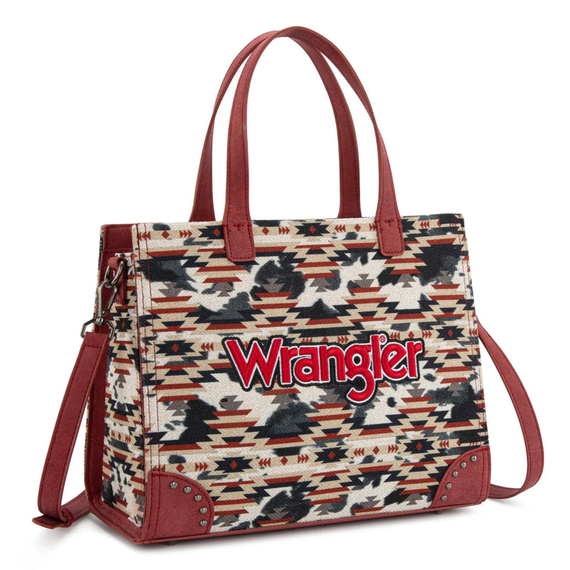 Load image into Gallery viewer, WG302-8130WRD - Wrangler Aztec Print Tote/Crossbody Wallet Set - Red
