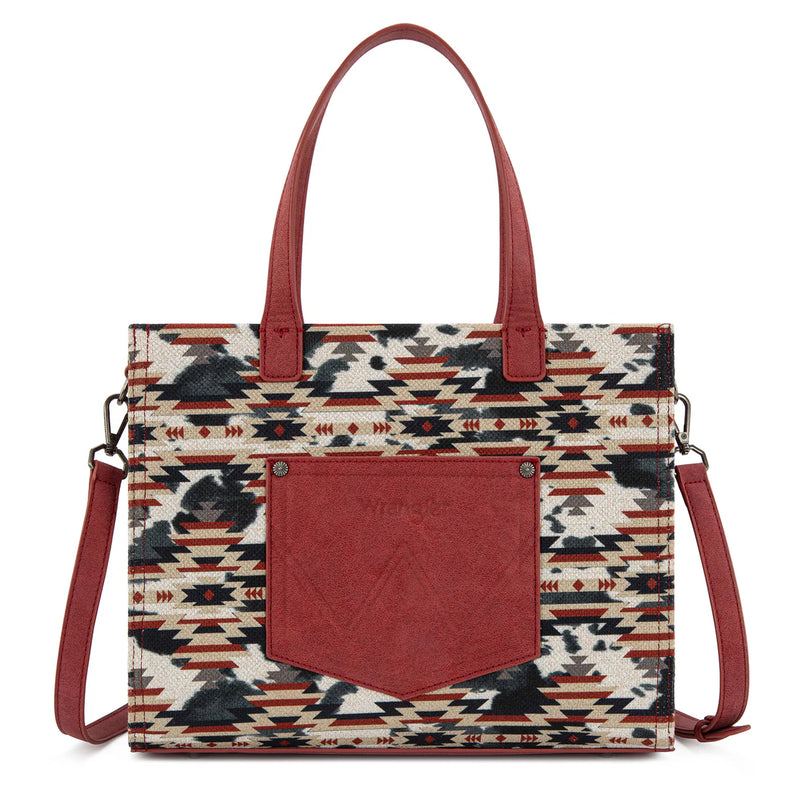 Load image into Gallery viewer, WG302-8130WRD - Wrangler Aztec Print Tote/Crossbody Wallet Set - Red
