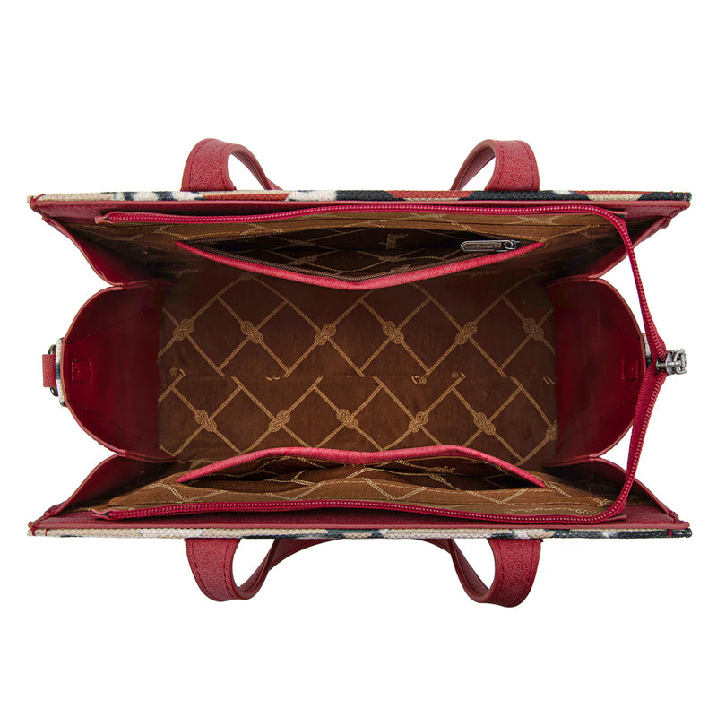 Load image into Gallery viewer, WG302-8130WRD - Wrangler Aztec Print Tote/Crossbody Wallet Set - Red

