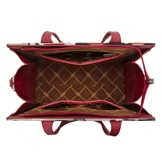 WG302-8130WRD - Wrangler Aztec Print Tote/Crossbody Wallet Set - Red
