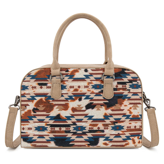 WG302-8132KH - Wrangler Aztec Print Satchel/Crossbody - Khaki