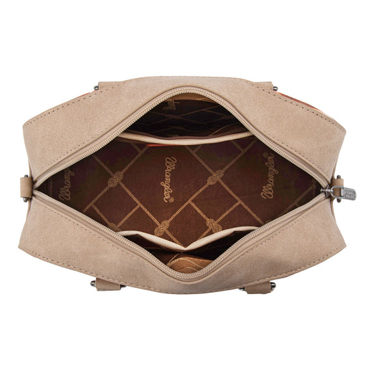 WG302-8132KH - Wrangler Aztec Print Satchel/Crossbody - Khaki