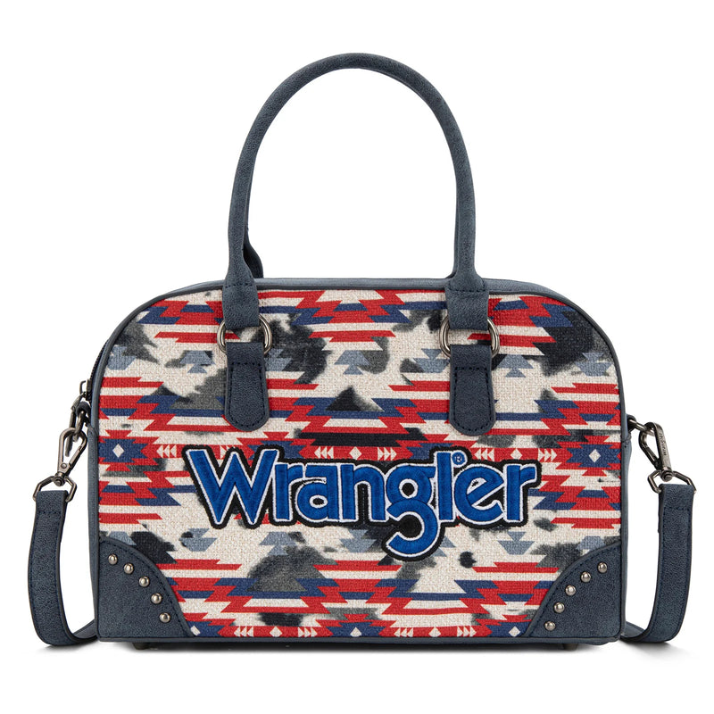 Load image into Gallery viewer, WG302-8132NY - Wrangler Aztec Print Satchel/Crossbody - Navy
