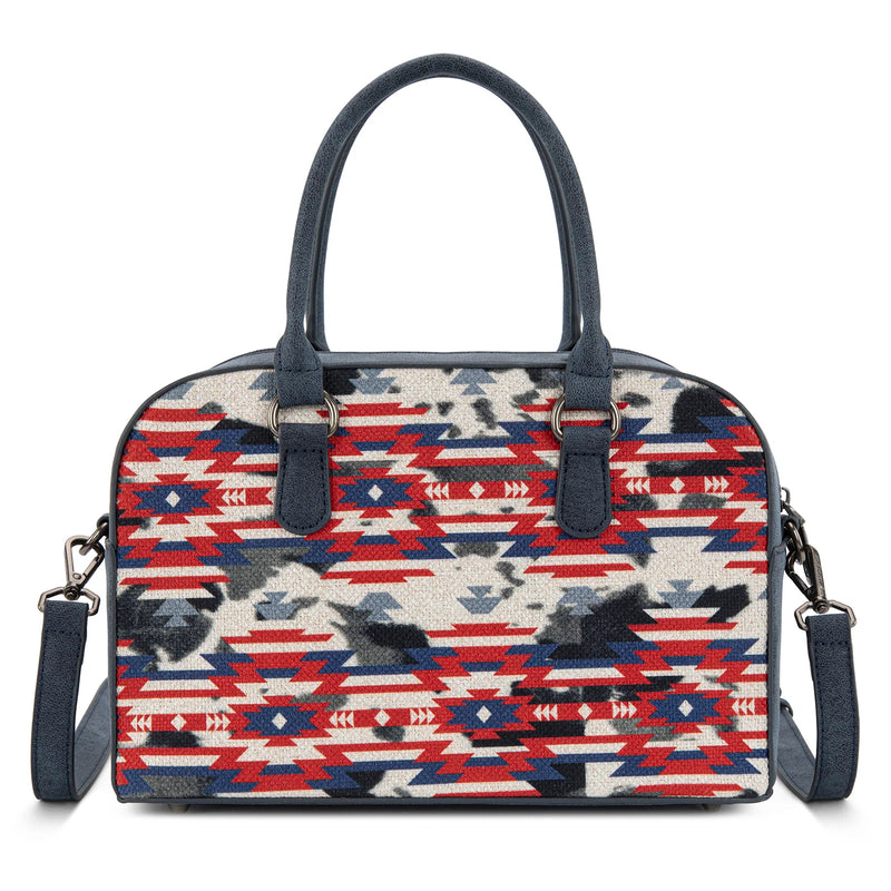 Load image into Gallery viewer, WG302-8132NY - Wrangler Aztec Print Satchel/Crossbody - Navy

