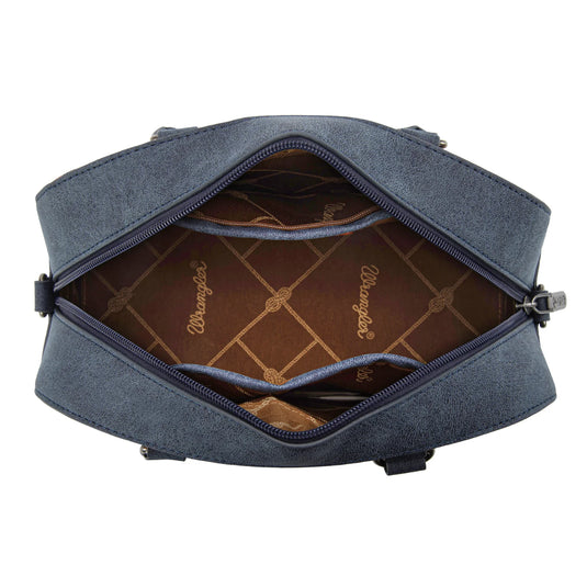 WG302-8132NY - Wrangler Aztec Print Satchel/Crossbody - Navy