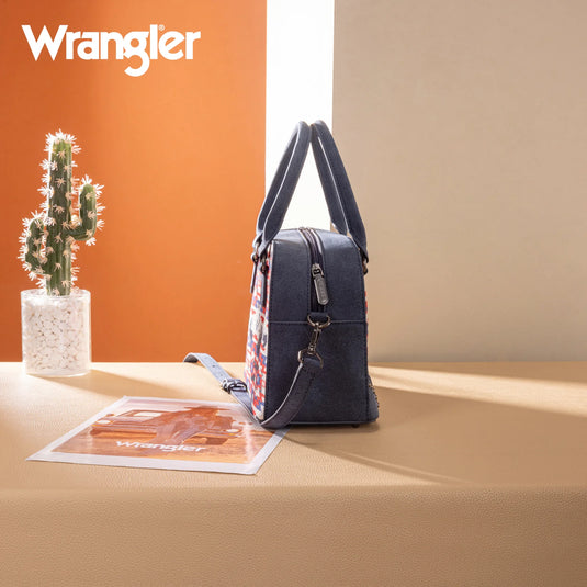 WG302-8132NY - Wrangler Aztec Print Satchel/Crossbody - Navy