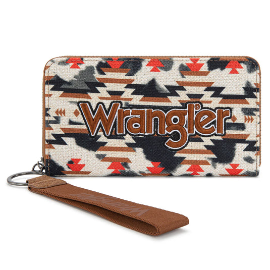WG302-8130WBR - Wrangler Aztec Print Tote/Crossbody Wallet Set - Brown