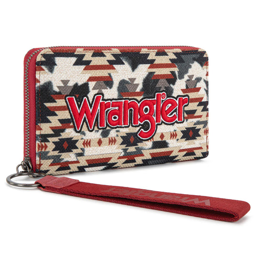 WG302-8130WRD - Wrangler Aztec Print Tote/Crossbody Wallet Set - Red