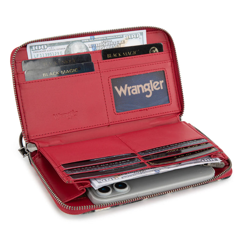 Load image into Gallery viewer, WG302-8130WRD - Wrangler Aztec Print Tote/Crossbody Wallet Set - Red
