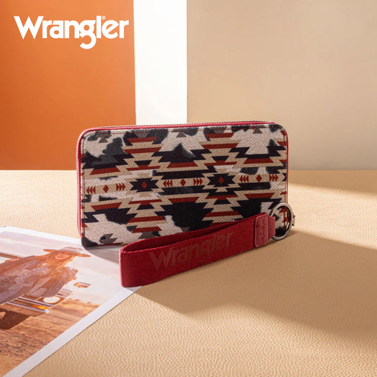 WG302-8130WRD - Wrangler Aztec Print Tote/Crossbody Wallet Set - Red