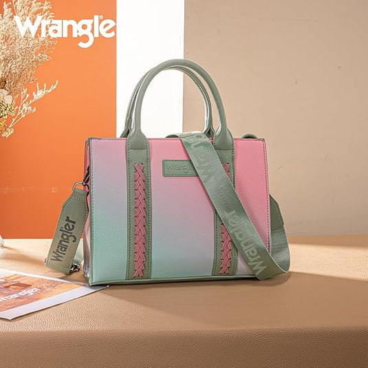 WG308-8120SGN - Wrangler Ombre Western Tote/Crossbody -Green