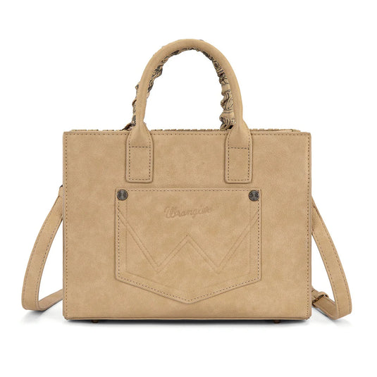 WG-HB-310-8120TN - Wrangler Whipstitch Aztec Satchel/Crossbody with Scarf Handle - Tan