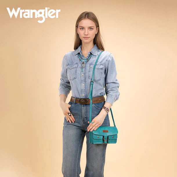 Load image into Gallery viewer, WG320-209TQ - Wrangler Vintage-Inspired Crossbody Bag - Turquoise
