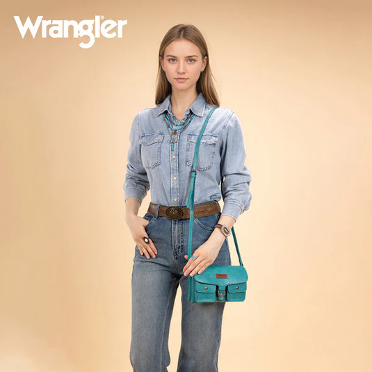 WG320-209TQ - Wrangler Vintage-Inspired Crossbody Bag - Turquoise