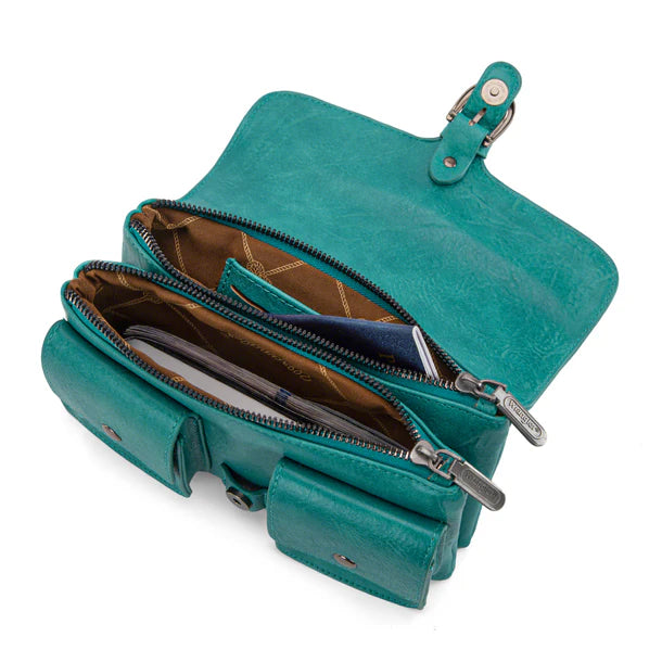 Load image into Gallery viewer, WG320-209TQ - Wrangler Vintage-Inspired Crossbody Bag - Turquoise
