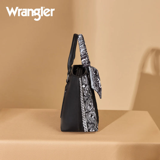 WG331-2005BK - Wrangler Bandana Paisley Print Tote/Crossbody - Black
