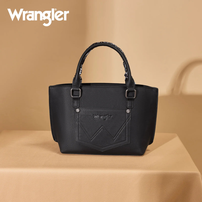 Load image into Gallery viewer, WG331-2005BK - Wrangler Bandana Paisley Print Tote/Crossbody - Black
