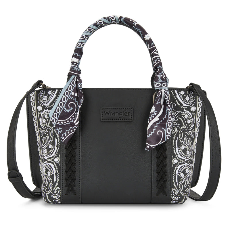 Load image into Gallery viewer, WG331-2005BK - Wrangler Bandana Paisley Print Tote/Crossbody - Black
