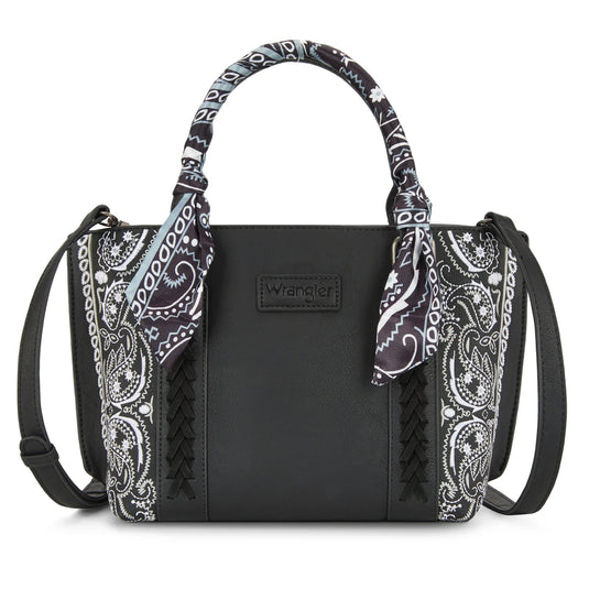 WG331-2005BK - Wrangler Bandana Paisley Print Tote/Crossbody - Black