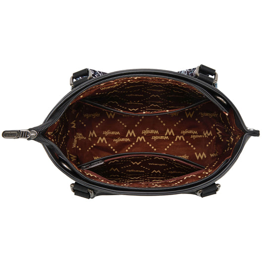 WG331-2005BK - Wrangler Bandana Paisley Print Tote/Crossbody - Black