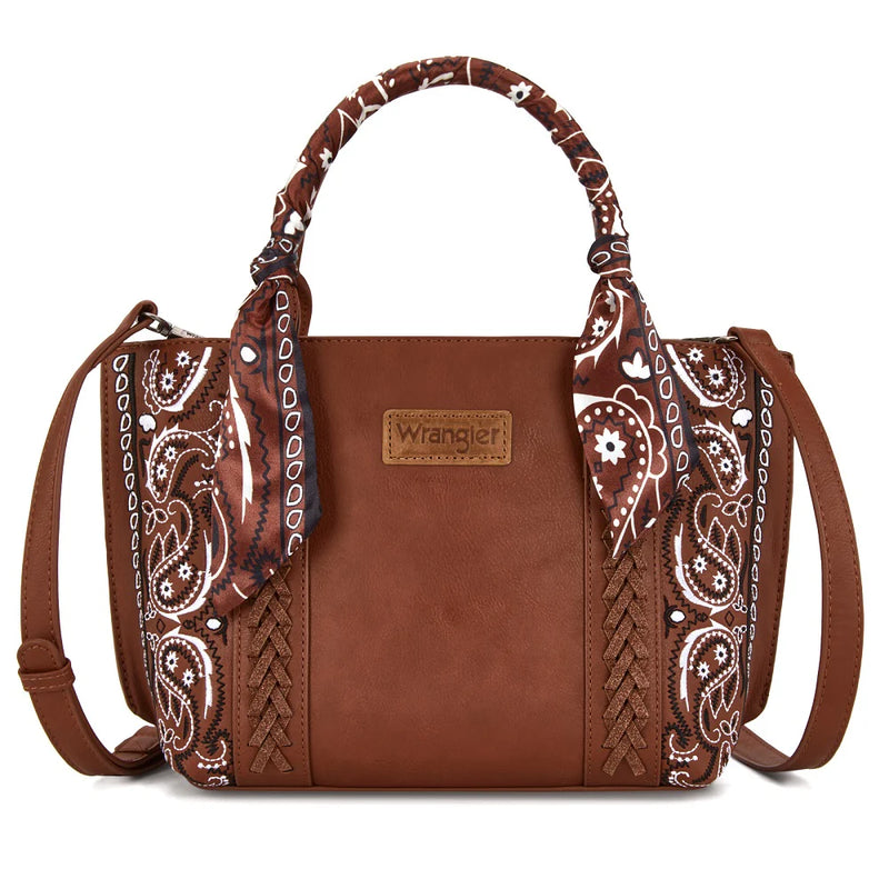 Load image into Gallery viewer, WG331-2005BR - Wrangler Braided Paisley Bandana Tote Bag - Brown
