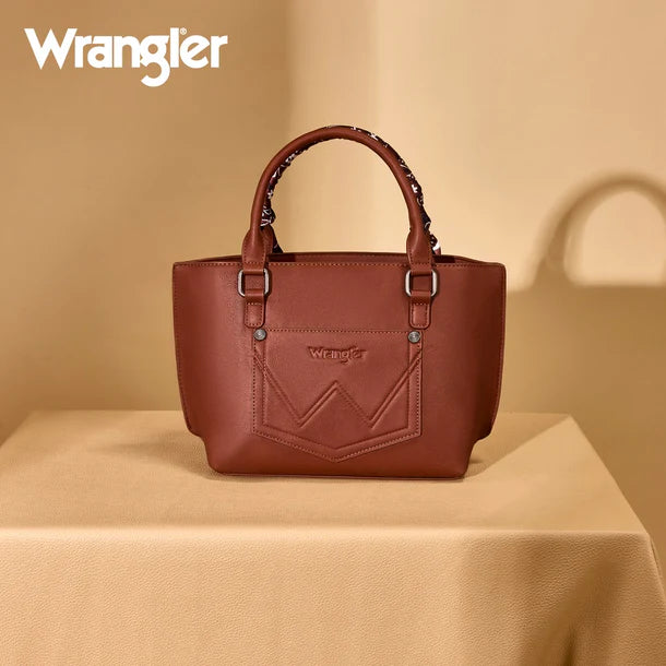 Load image into Gallery viewer, WG331-2005BR - Wrangler Braided Paisley Bandana Tote Bag - Brown
