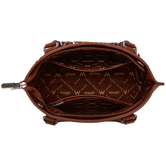 WG331-2005BR - Wrangler Braided Paisley Bandana Tote Bag - Brown