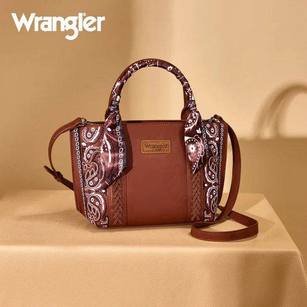 Load image into Gallery viewer, WG331-2005BR - Wrangler Braided Paisley Bandana Tote Bag - Brown
