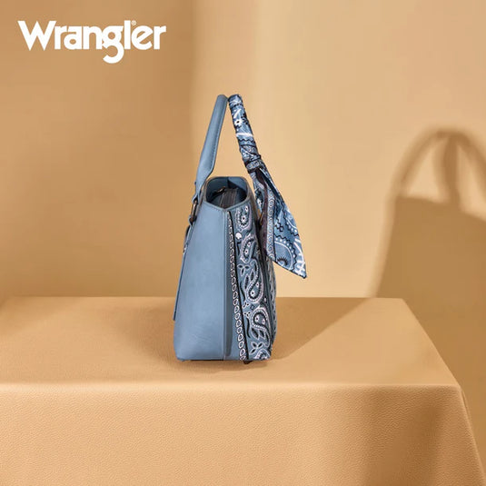 WG331-2005JN - Wrangler Braided Paisley Bandana Tote Bag - Jean