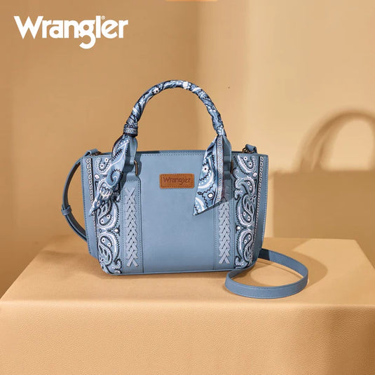 WG331-2005JN - Wrangler Braided Paisley Bandana Tote Bag - Jean