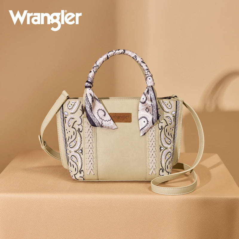 Load image into Gallery viewer, WG331-2005TN - Wrangler Bandana Paisley Print Tote/Crossbody - Tan

