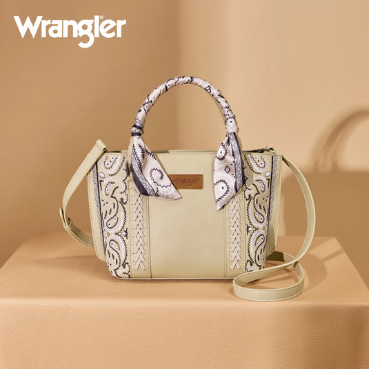 WG331-2005TN - Wrangler Bandana Paisley Print Tote/Crossbody - Tan